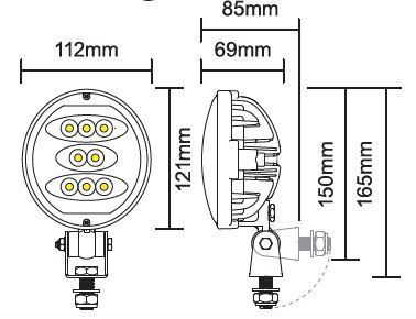 Oval LED Work light Diagram